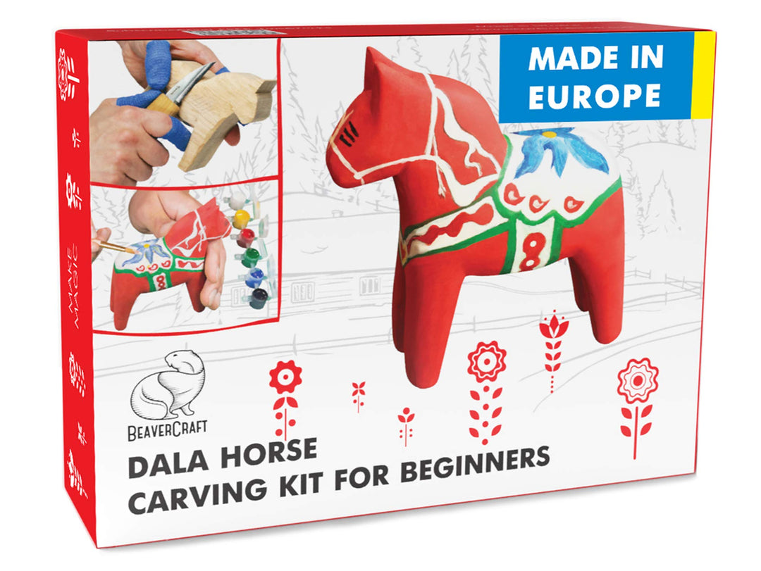 BeaverCraft Schnitz-Kit für Erwachsene und Jugendliche - Holzschnitzset DIY02 Dala Horse - Holzschni