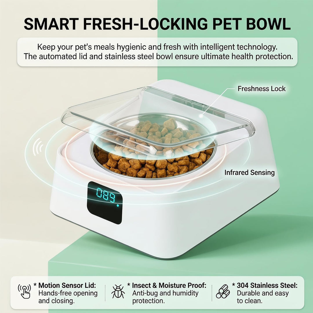 Nassfutterautomat für Katzen, 350ml Katzenfutter Automat mit Infrarot Sensor, Automatischer Futterna