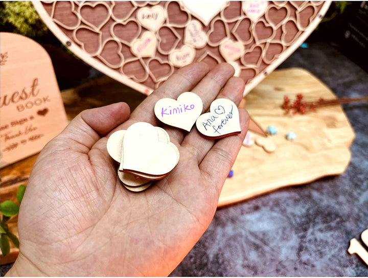 Hochzeit Gästebuch aus Holz in Herzform, Gästebuch für Hochzeit, Geburtstag, Jahrestag, Party-Dekora