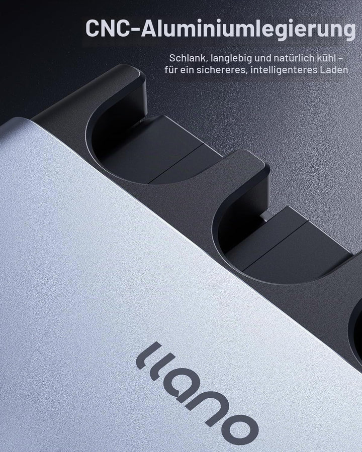 llano LP-E6P LP-E6NH Akku-Schnellladegerät, 65W 4-Slot, CNC-Alu, USB-C-Box | Für EOS R5, R5 C, R6, R