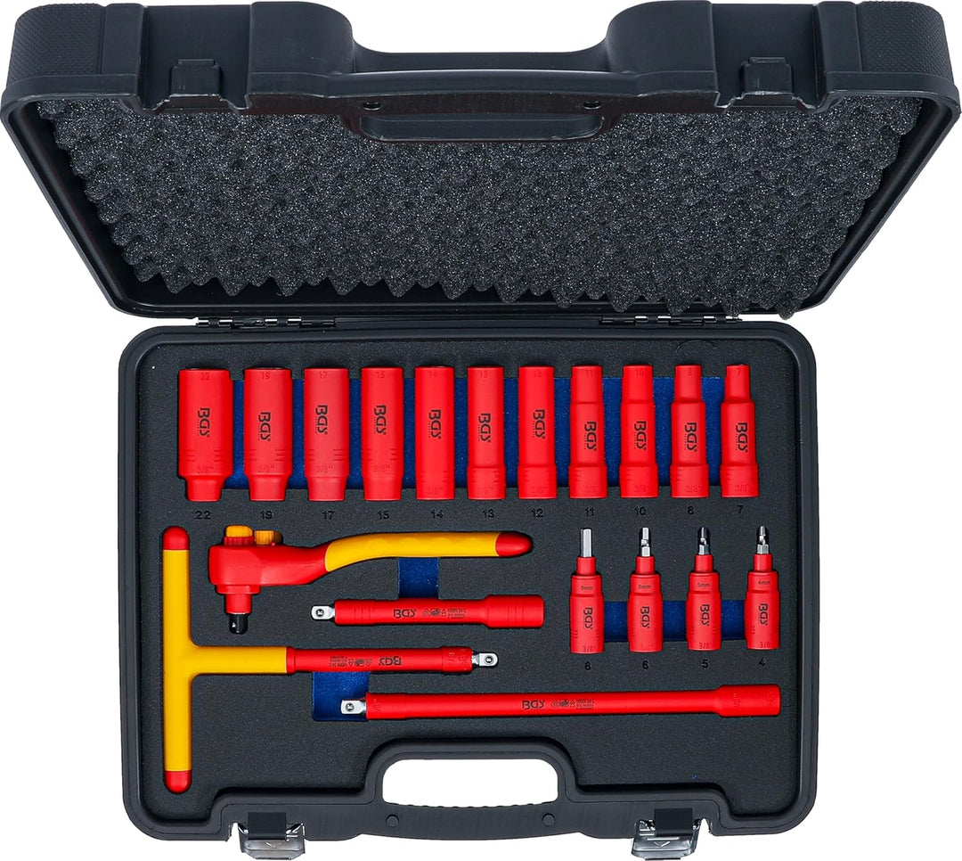 BGS 7137 | VDE-Steckschlüssel- und Bit-Einsatz-Satz | Antrieb Innenvierkant 10 mm (3/8") | 19-tlg.,