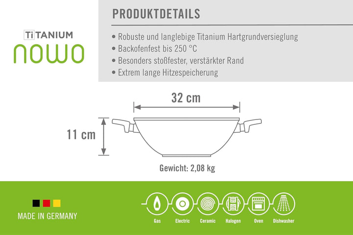 Woll Nowo Titanium Glasdeckel in Box, Ø 32 cm, 11 cm hoch, mit 2 Seitengriffen-Geeignet für Ceran, G