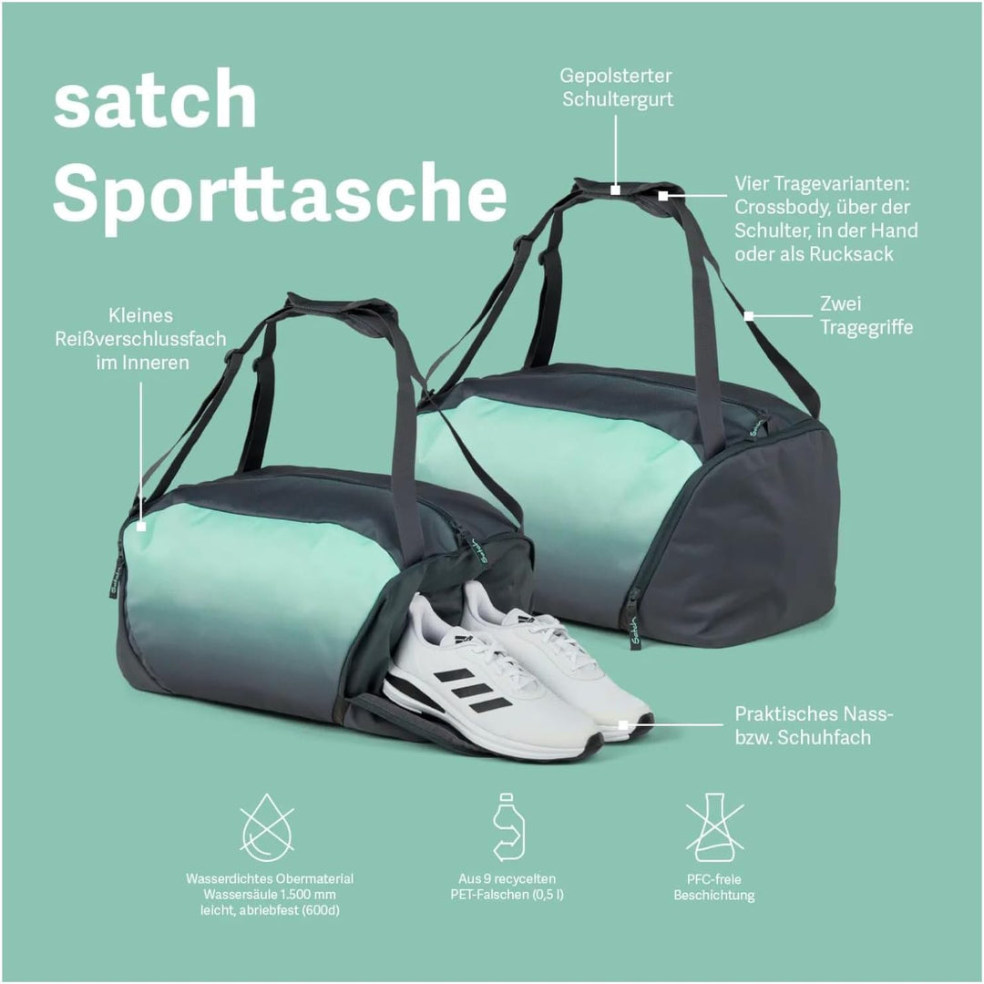 Satch Sporttasche Nassfach Schuhfach Reissverschlussfach Schultergurt Tragegriffe gepolstert Einheit