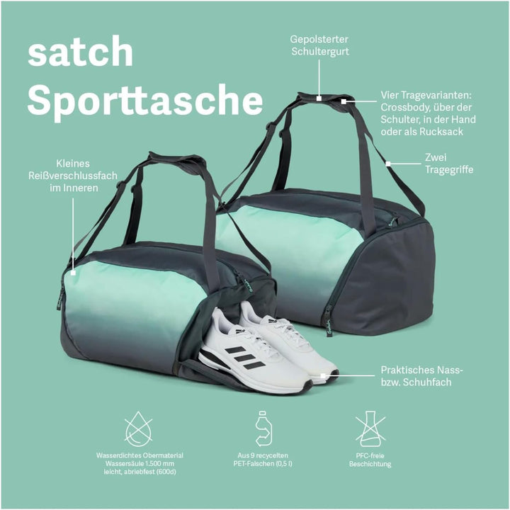Satch Sporttasche Nassfach Schuhfach Reissverschlussfach Schultergurt Tragegriffe gepolstert Einheit