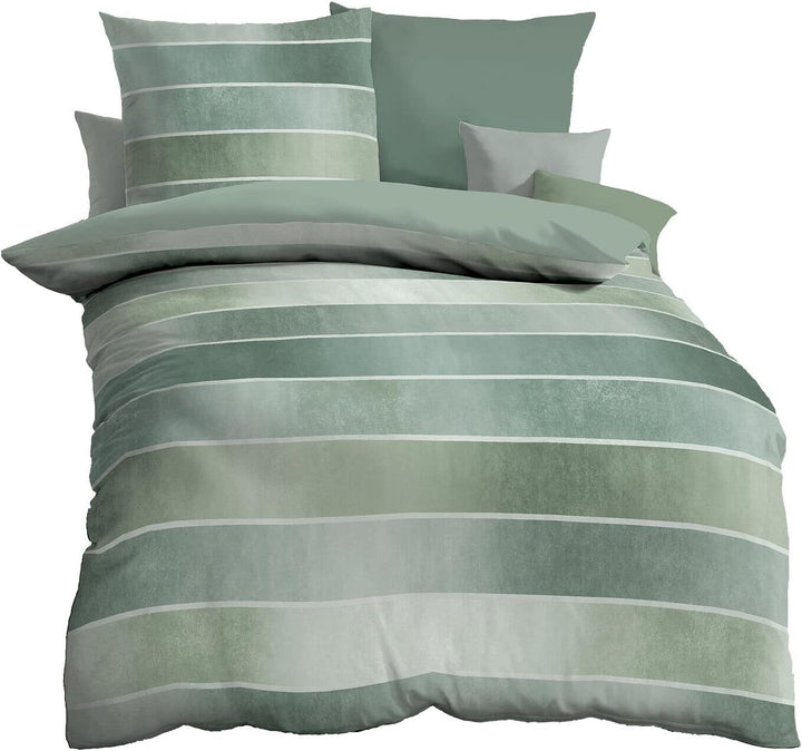 Kaeppel Mako-Satin Bettwäsche Timeless Jade, 1 Bettbezug 155 x 220 cm + 1 Kissenbezug 80 x 80 cm Jad
