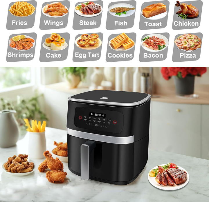 Heissluftfritteuse 7L XXL, Ölfrei mit Touchscreen, Digitale Anzeige, 1800W, Schüttelfunktion, Timer,