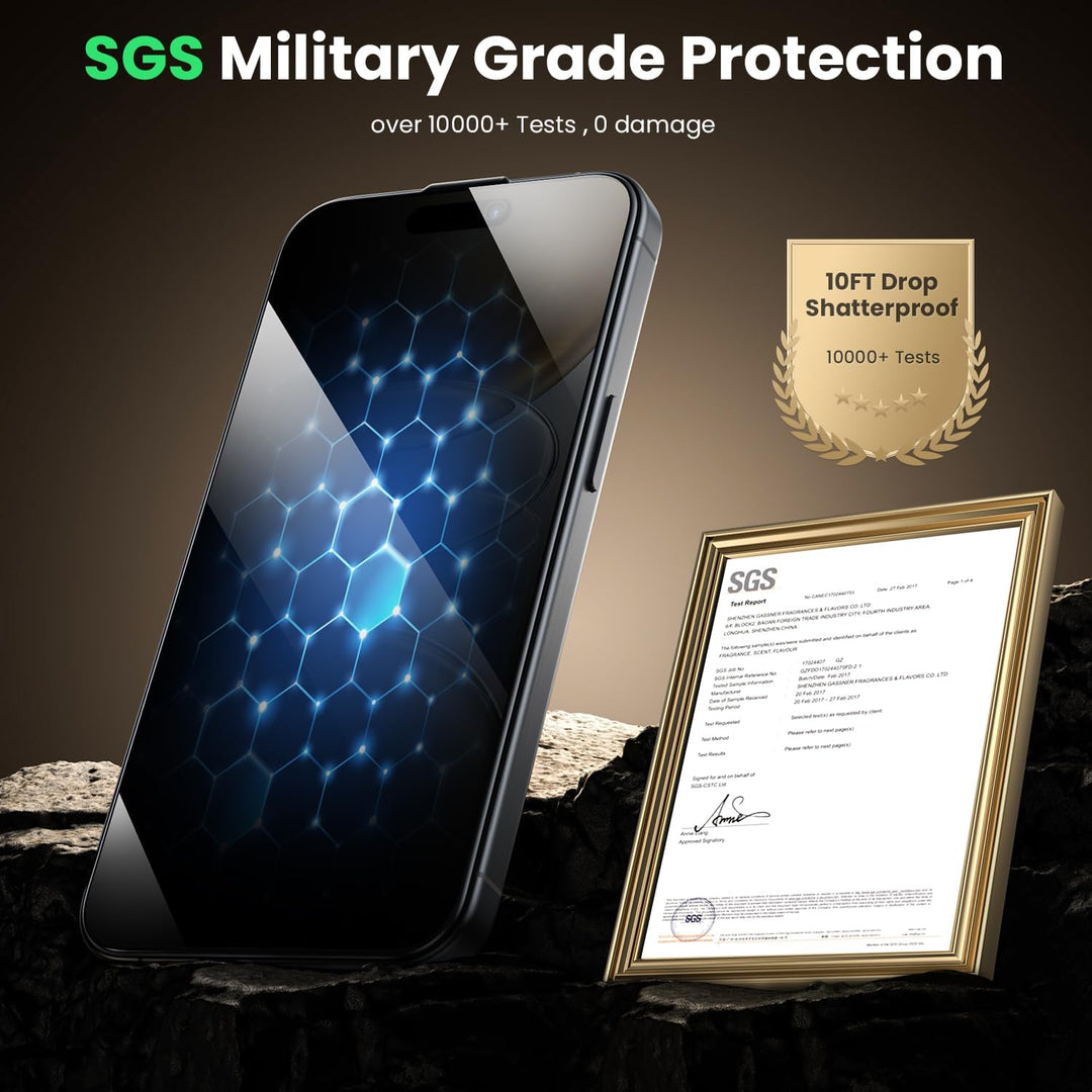 WSKEN für iPhone 16 Pro Max für Panzerglas Sichtschutz - [24°Anti Spy][Auto Dust-Elimination] 9H Här