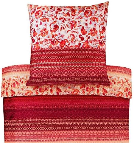 Bassetti Sangallo V1 Mako-Satin Bettwäsche 155x220 + 1x 80x80 Rot 155x220 cm + 80x80 cm, 155x220 cm