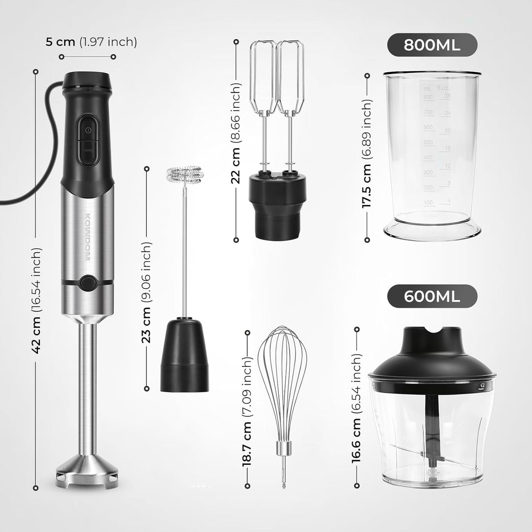 1200 Watt Stabmixer Set, Edelstahl Pürierstab für Suppen, Babybrei & Sossen | 12 Geschwindigkeitsstu
