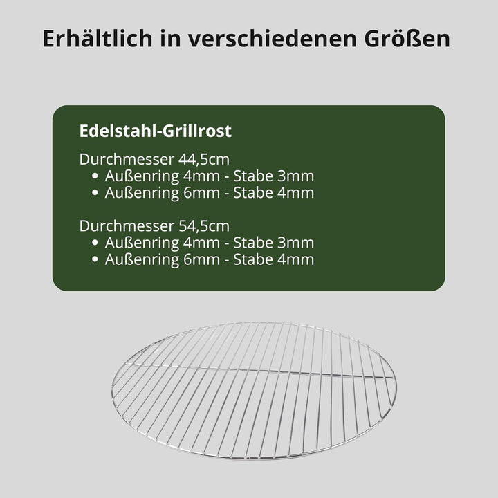 HeRo24 Edelstahl Grillrost 54,5 cm 4/3 mm für Kugelgrill 55-56 - 57 cm auch für Weber 57