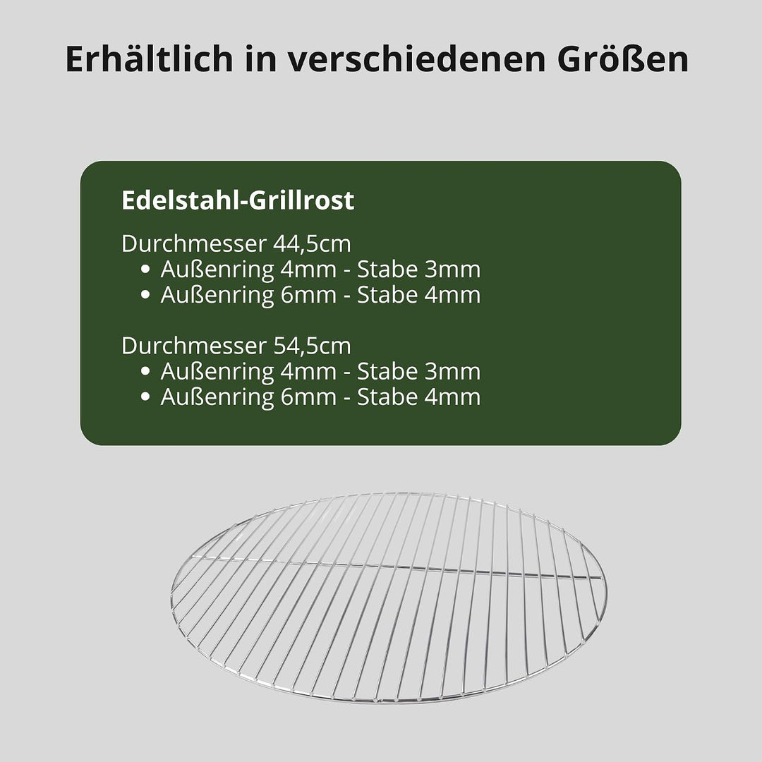 HeRo24 Edelstahl Grillrost 54,5 cm 4/3 mm für Kugelgrill 55-56 - 57 cm auch für Weber 57