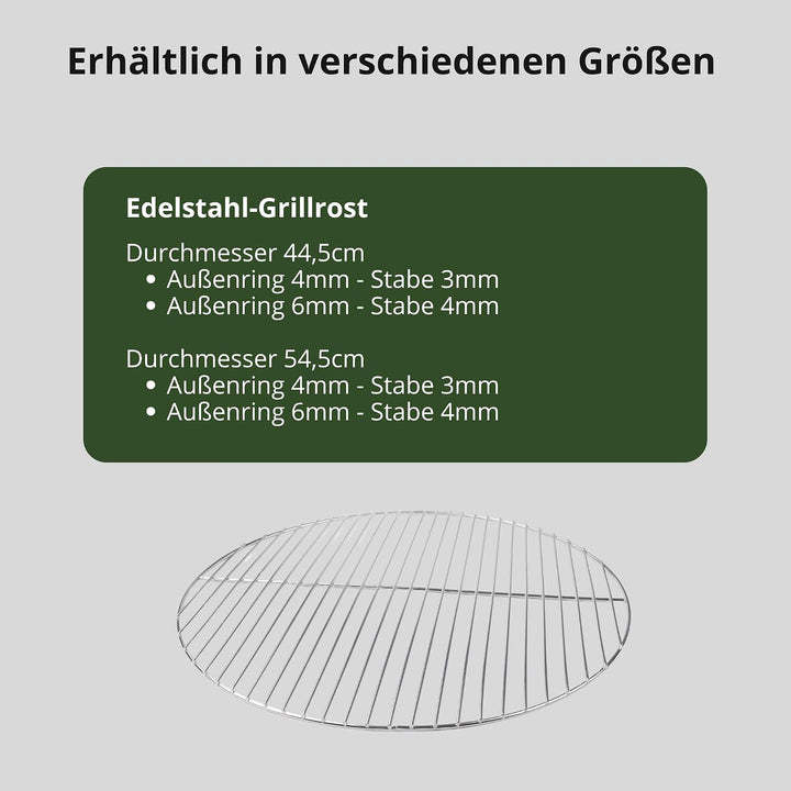 HeRo24 Edelstahl Grillrost 54,5 cm 4/3 mm für Kugelgrill 55-56 - 57 cm auch für Weber 57