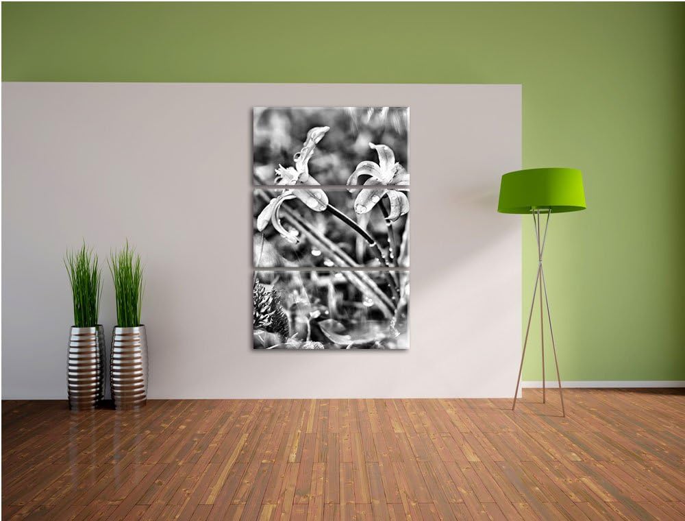 Pixxprint Kleine Lila Waldblume / 3-Teilig/Gesamtmass 120cm Leinwandbild bespannt auf Holzrahmen/Wan