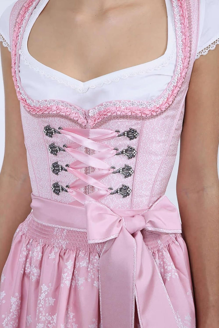 Krüger Madl Damen Dirndl Sina (60cm) 38 rosa/weiss/altrosa, 38 rosa/weiss/altrosa