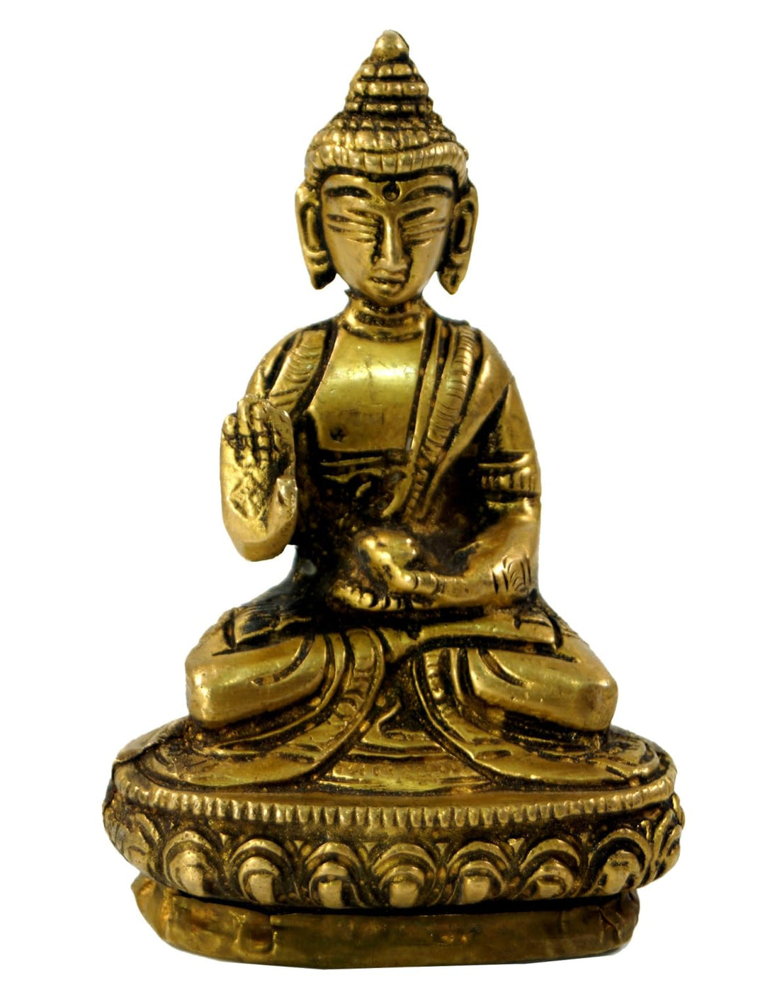 GURU SHOP Buddha Statue aus Messing Amoghasiddhi Mudra 10 cm - Modell 3, Gold, Buddhas, Modell 3