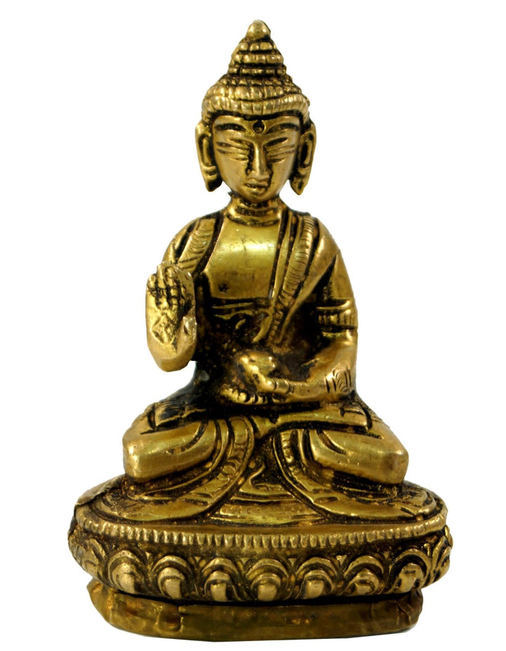 GURU SHOP Buddha Statue aus Messing Amoghasiddhi Mudra 10 cm - Modell 3, Gold, Buddhas, Modell 3