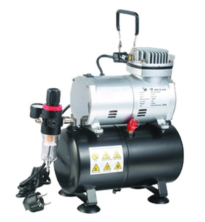 Profi-AirBrush Kompressor Universal I-mit Start/Stop-Automatik , Airbrushkompressor Leise und Energi