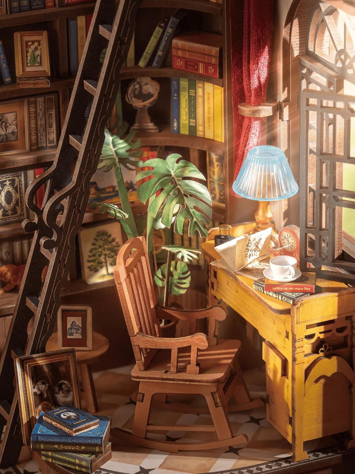 Rolife Book Nook Kit für Erwachsene DIY Miniature House mit Licht Silent Corner Study Booknook Bausa