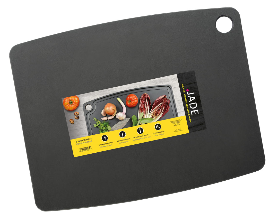 JADE Schneidebrett Gourmet Kitchen mit Aufhängeöse (44 x 32,5 cm) - Zellulose-Laminat, schwarz - spü