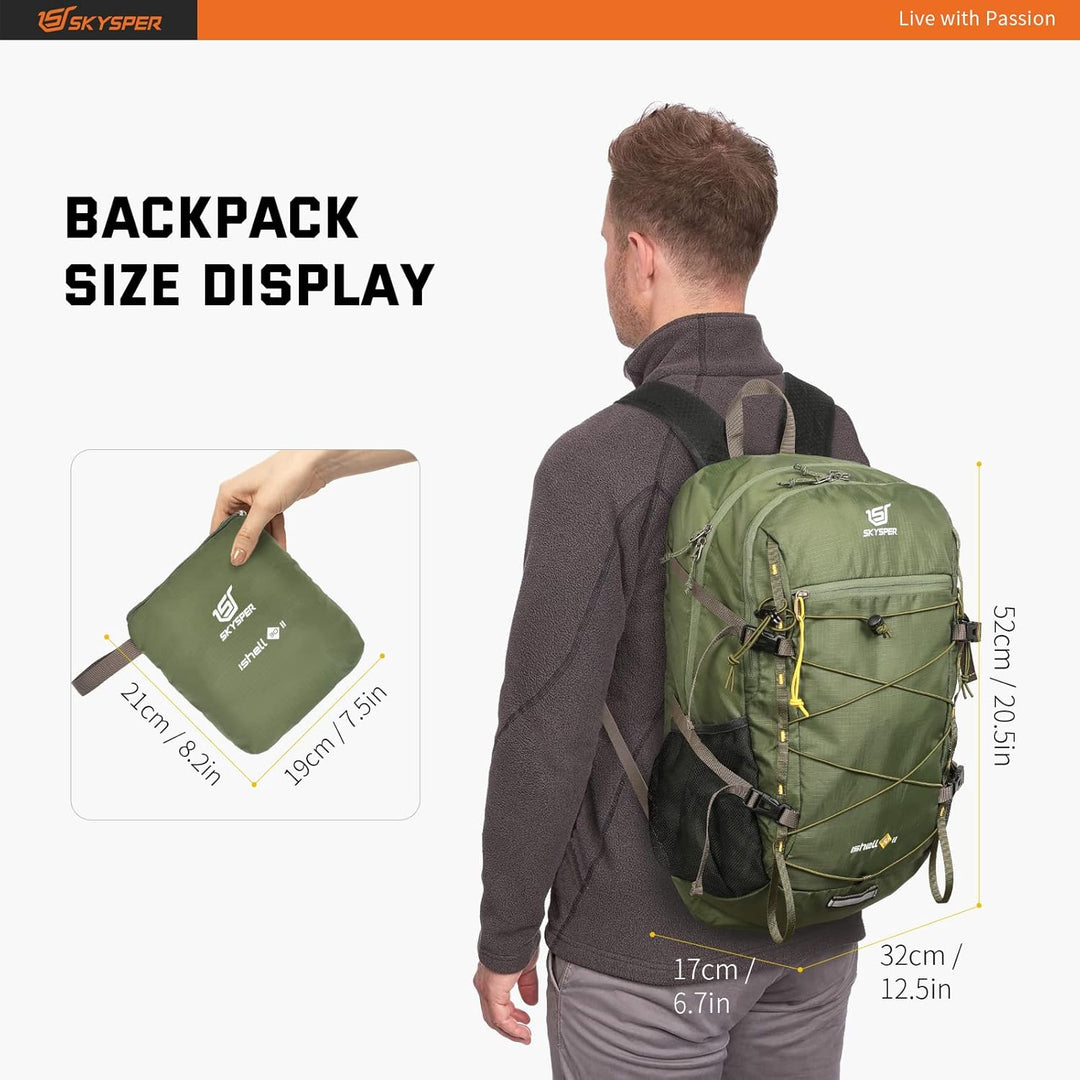 SKYSPER ISHELL 30 Faltbarer Rucksack 30L Ultra-leicht Tagesrucksack Verstaubar Daypack Wasserfest Wa