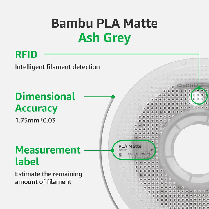 Bambu Lab Matte PLA 3D-Drucker-Filament, glatte matte Oberfläche, PLA 3D-Druck-Filament, kein Verzie