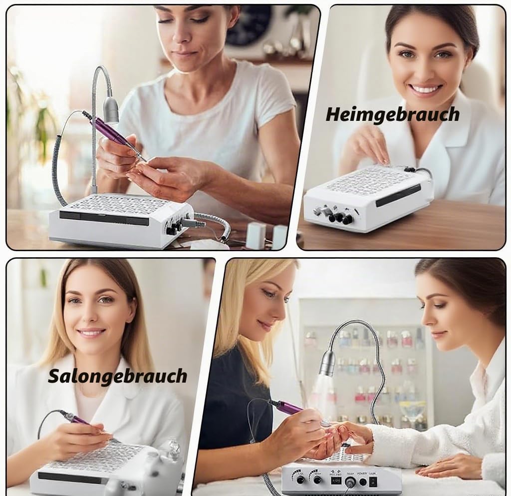 Elektrischer Nagelfräser, Professionell 4-in-1 Manikure- Pedikure-Set, mit 80W Absaugung &amp; waschbare