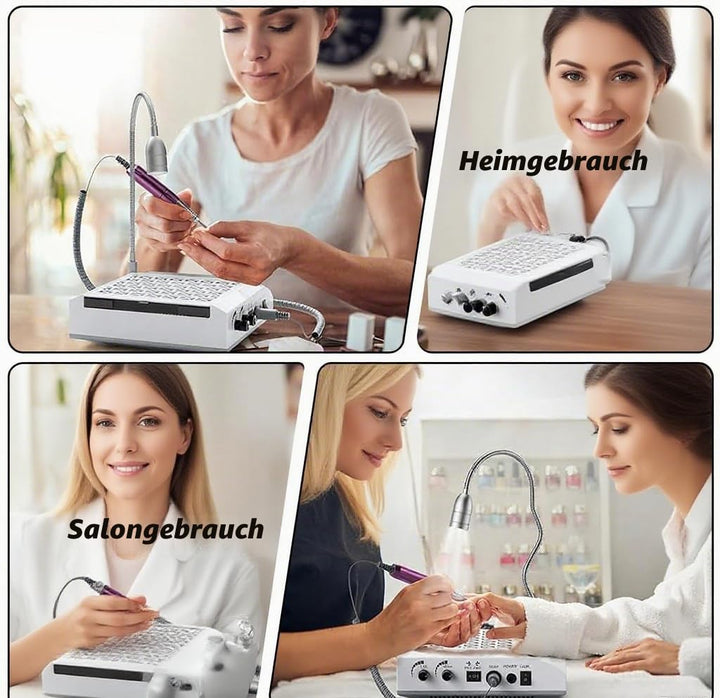 Elektrischer Nagelfräser, Professionell 4-in-1 Manikure- Pedikure-Set, mit 80W Absaugung &amp; waschbare