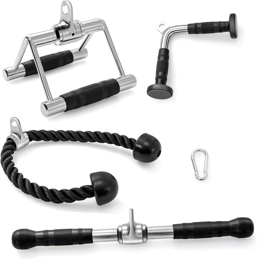 KOMFOTTEU 4 TLG. Pull Down Aufsatz, Zubehör Set für Kabelmaschine, Trizeps Fitness Griffe aus Stahl,