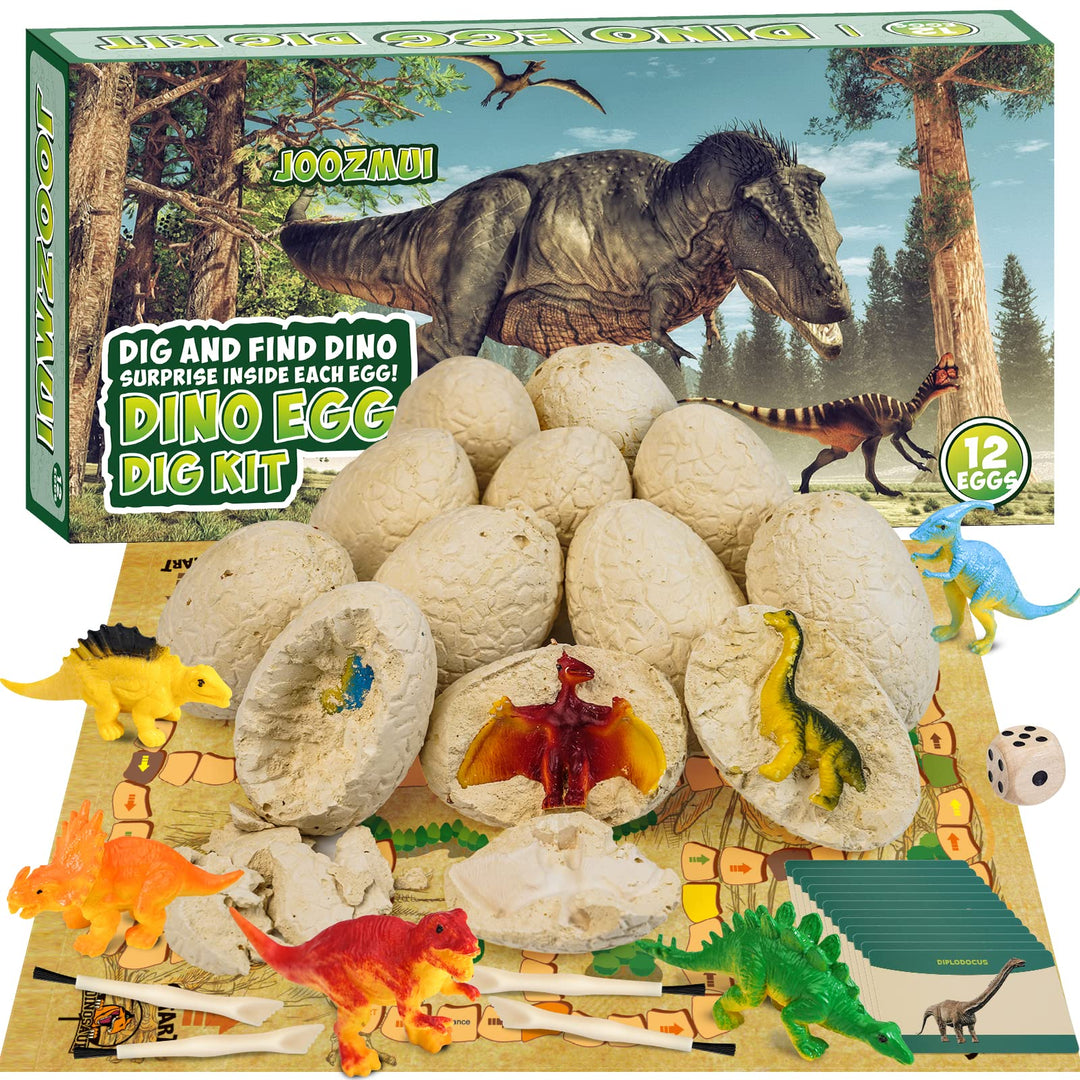 Joozmui Dino Ausgrabungsset für Kinder, Ei Dinosaurier Spielzeug ab 4 5 6 7 8 9 10 Jahre Junge Spiel