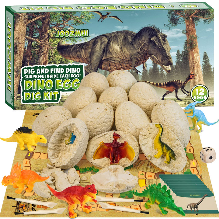 Joozmui Dino Ausgrabungsset für Kinder, Ei Dinosaurier Spielzeug ab 4 5 6 7 8 9 10 Jahre Junge Spiel