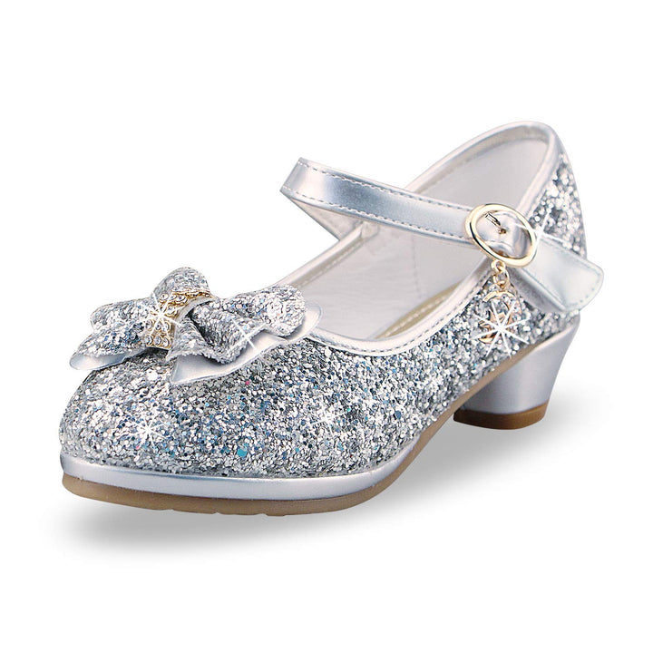 ANBIWANGLUO Prinzessin Schuhe Mädchen High Heels Sandalen Mädchen Pailletten Party Pumps Kinder, 25