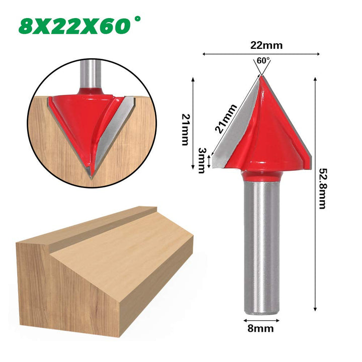 BIGP 6 Stück 8mm Schaft 3D CNC V-nut Formfräsen Holzschneider Fräser Set 60° 90° 120° V Groove Route