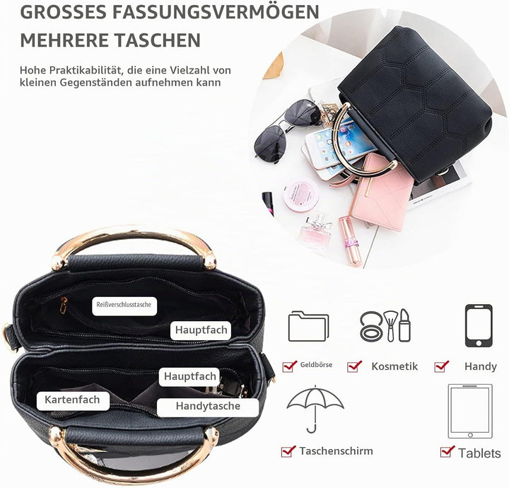 NICOLE &amp; DORIS Handtasche Damen Klein Schultertaschen PU Leder Frauen Umhängetasche Henkeltasche Min