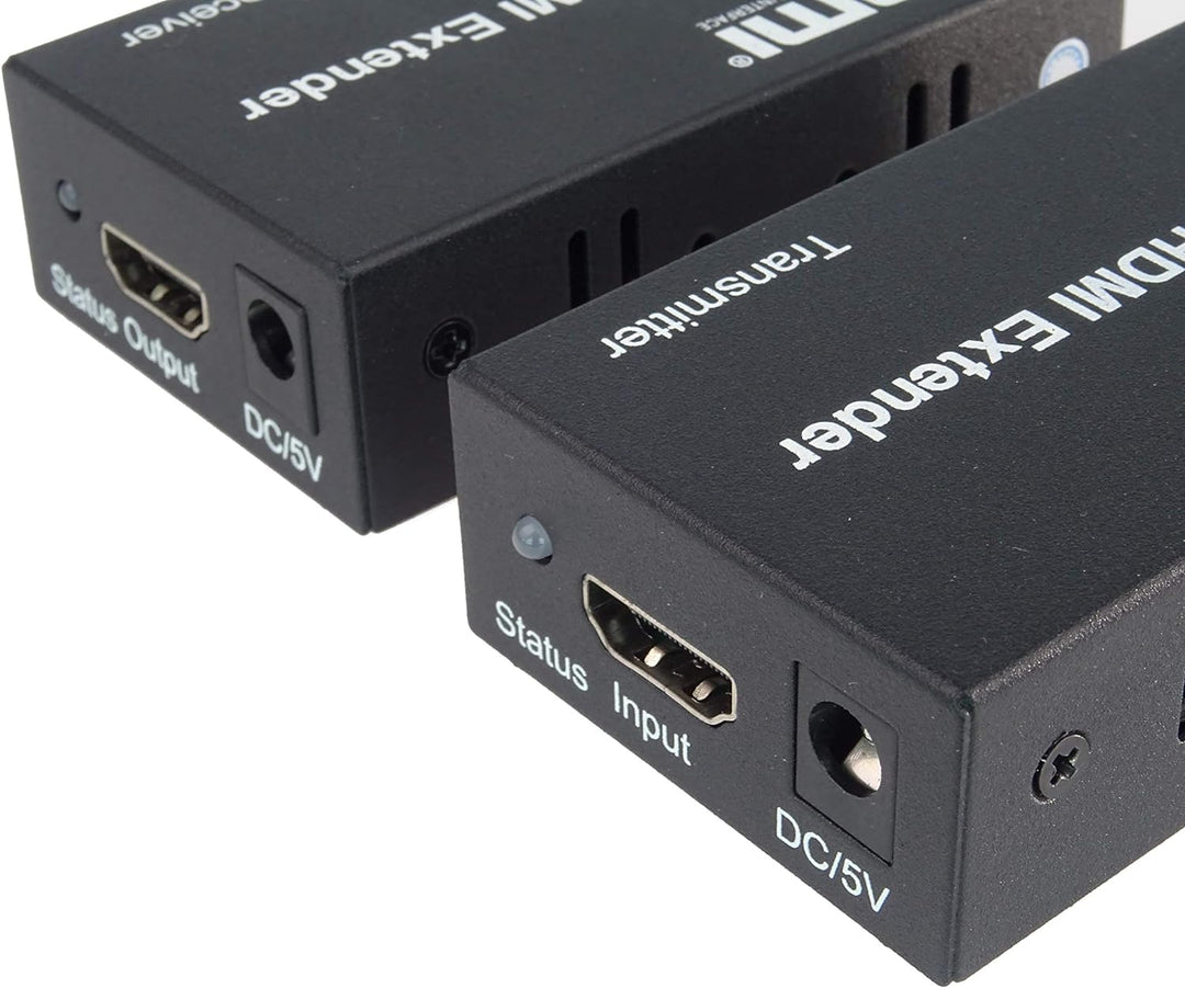 PremiumCord 4K HDMI Extender auf 100m über EIN Cat5e/Cat6 Kabel, Metallgehäuse, LED Status, Kompatib