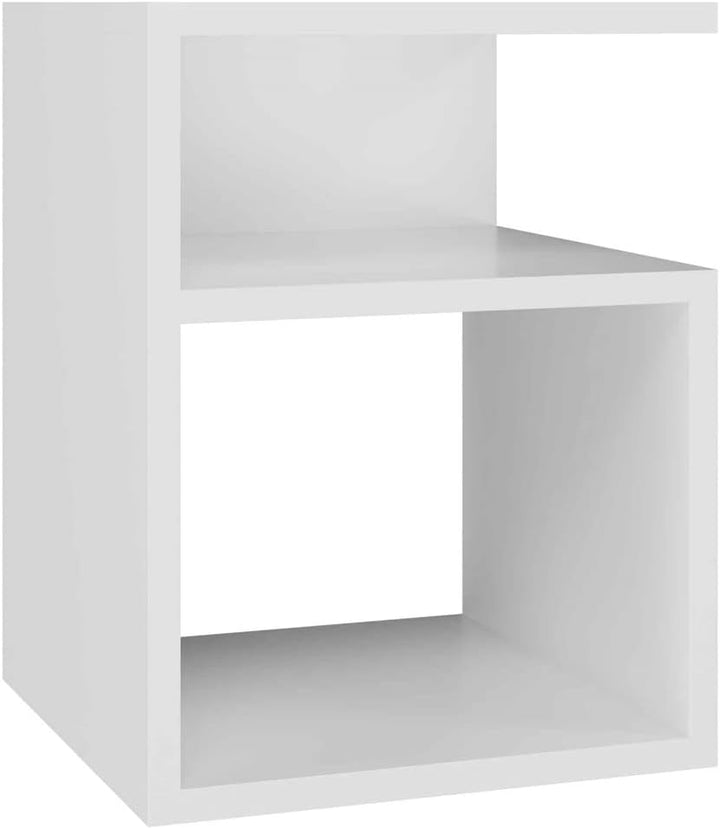 VBChome Nachttisch 30 x 30 x 40 cm Weiss Nachttisch mit 2 Fächer für das Schlafzimmer offene Regale