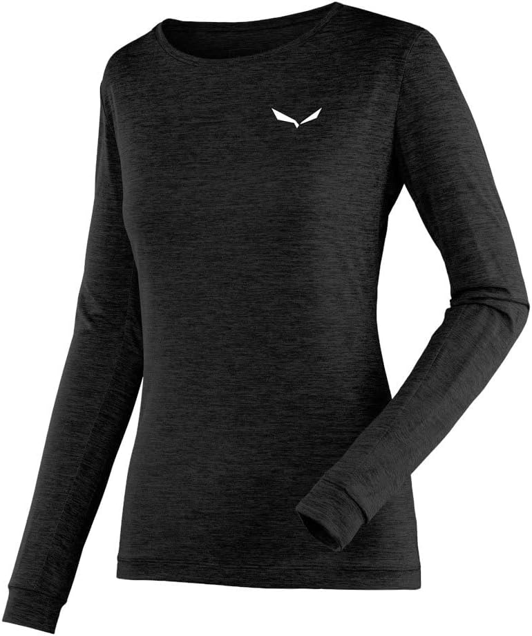 Salewa Damen Puez Melange Dry W L/S Tee Langarmshirt 38 Black Out Melange, 38 Black Out Melange