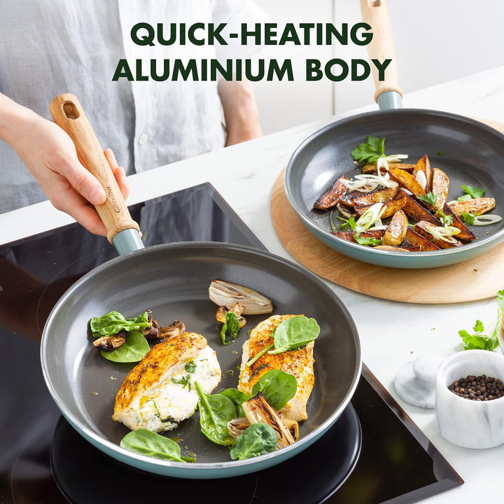 GreenPan Mayflower Gesundes keramisches Antihaft-Kochgeschirr Topf- und Pfannenset, 9-teilig, Vintag