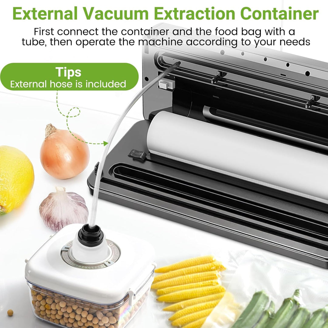 Vakuumierer, Vakuumiergerät mit Vakuumierbeuteln, 6 in 1 Vakuumierer für Trockene, Feuchte, Frische,