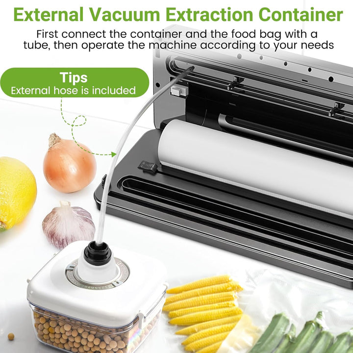 Vakuumierer, Vakuumiergerät mit Vakuumierbeuteln, 6 in 1 Vakuumierer für Trockene, Feuchte, Frische,