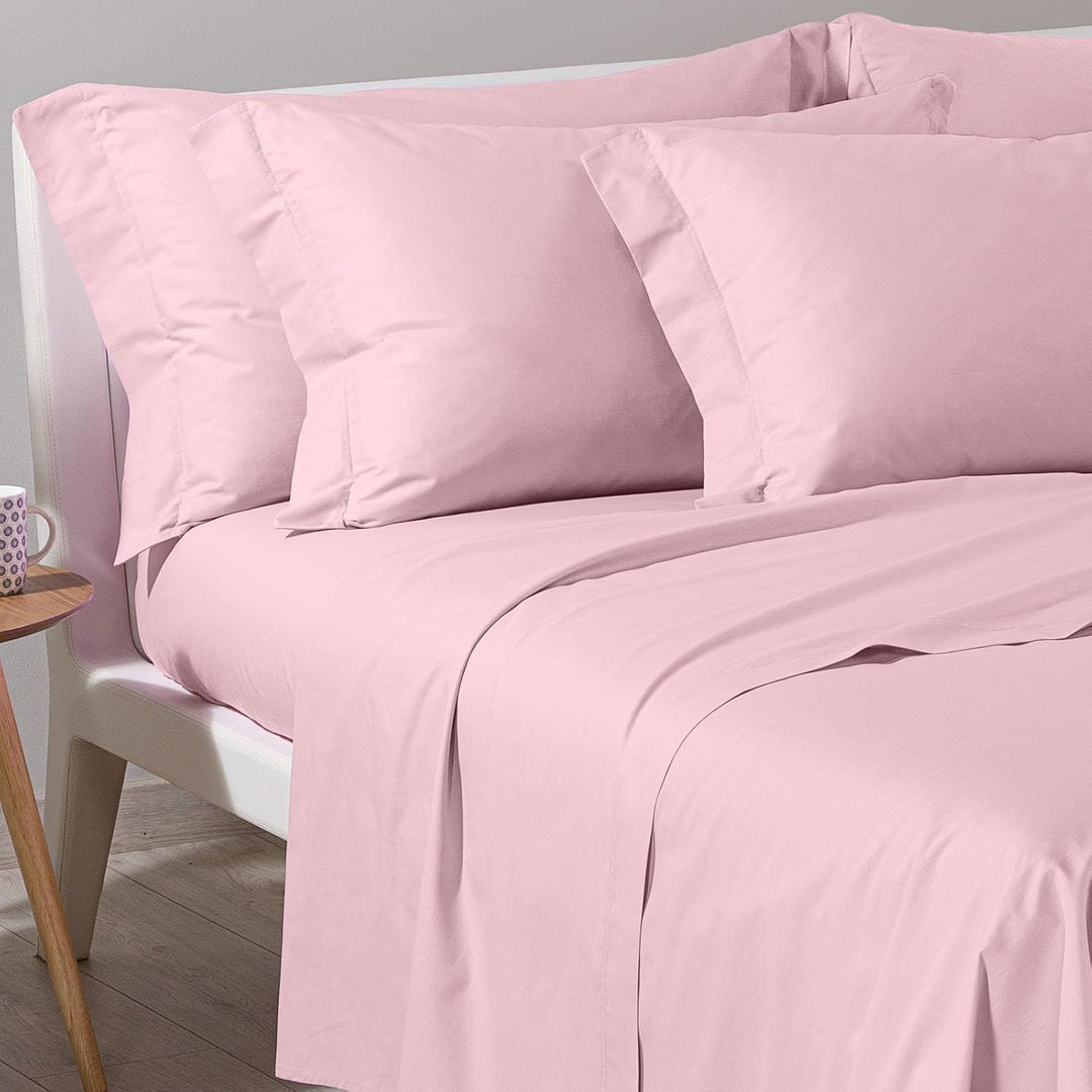 Caleffi - Bettwäsche-Set aus Baumwolle, einfarbig, für Einzelbett, Rosa Einzelbett Rosa, Einzelbett
