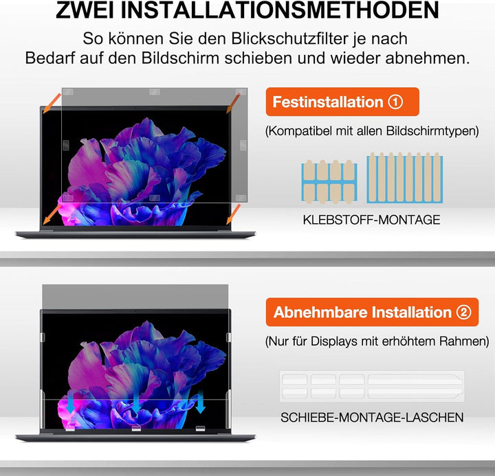 360° Blickschutzfolie für 16 Zoll Laptop 16:10 Seitenverhältnis, Abnehmbarer Anti Spy Sichtschutzfol