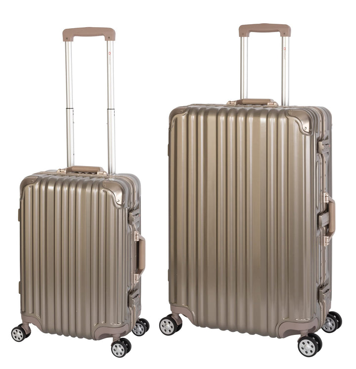 Travelhouse London Koffer Gold S-55cm, L-55cm · 2er-Set · Alu-Rahmen · Polykarbonat Hartschale · Han