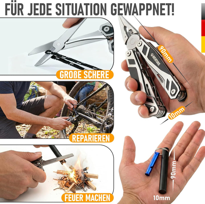 AVENTURIS® Multitool-Feuerstahl-Set PERSONALISIERT, Survival-Outdoor- Ausrüstung für Jede Situation