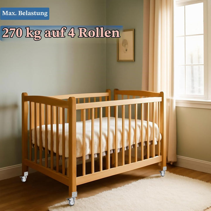 50mm Möbelrollen mit Dicker, 4 L-Montageplatte Schwerlastrollen Klein Tragfähigkeit 270kg, 360°-Dreh