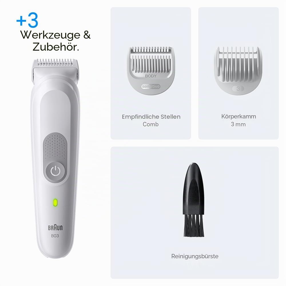 Braun Series 3 Körpertrimmer, +3 Pflegeutensilien, mit SkinGuard Technologie, 80 Minuten Aktionszeit