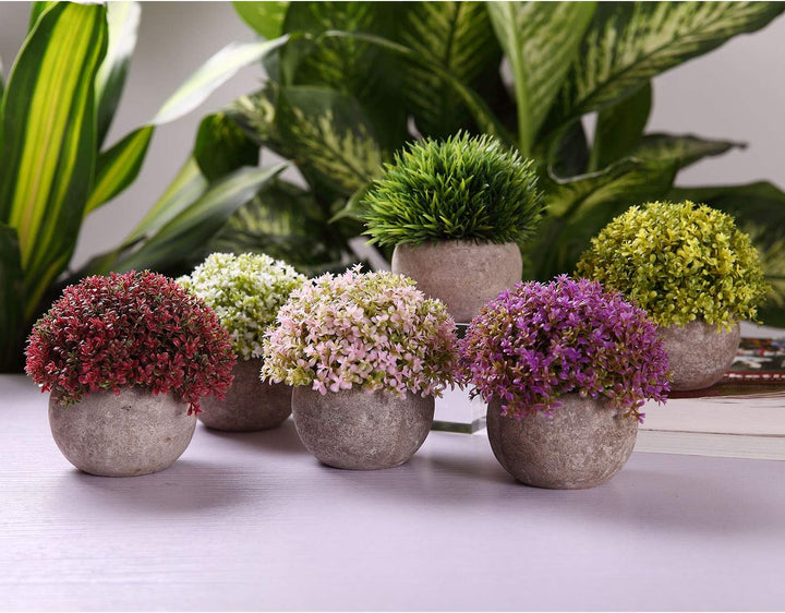 T4U Künstliche Sukkulenten im Topf, Mini-gefälschte Bunte lebensechte Blumen in Töpfen für Zuhause,