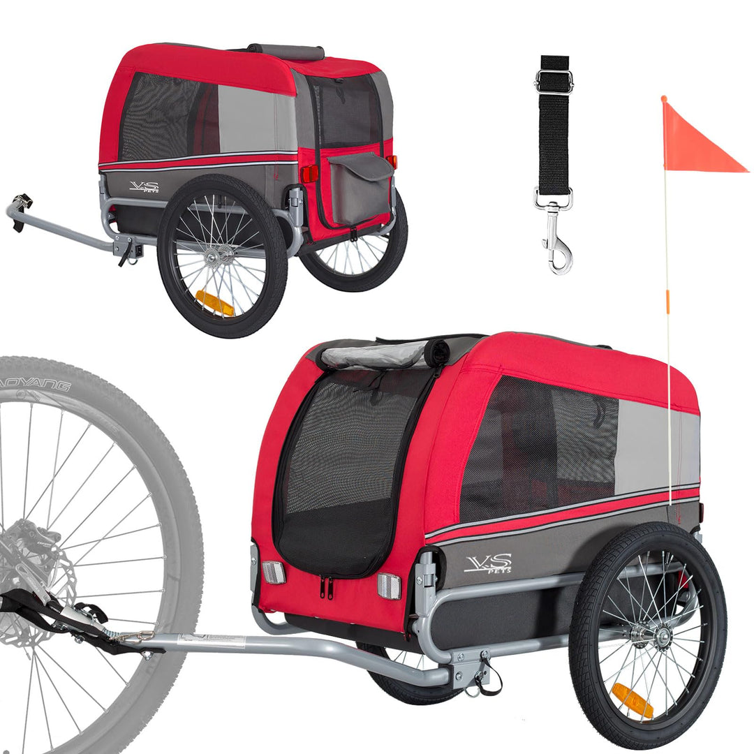VS Pets M Hundeanhänger Fahrradanhänger für Hunde Hundefahrradanhänger 80201, ROT