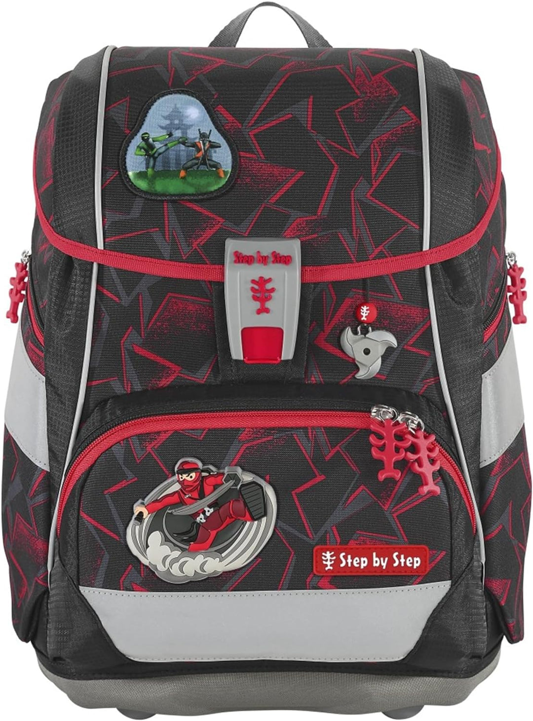 Step by Step Schulranzen-Set 2IN1 Plus Ninja Yuma, 6-teilig, schwarz-rot, ergonomischer Tornister mi