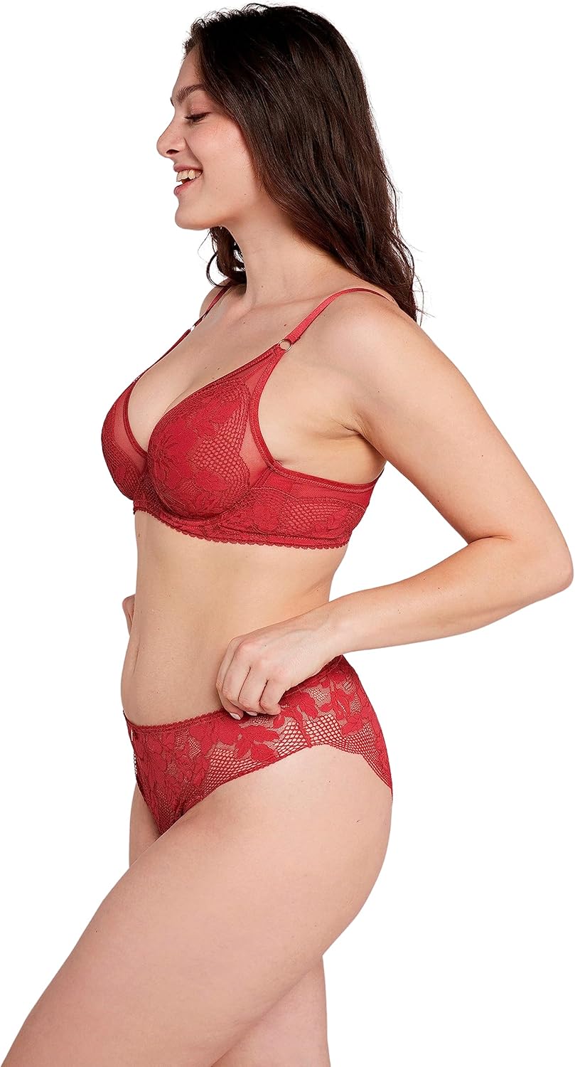 Sans Complexe Damen Charmante Balconette Bra (1er Pack) 75C Granatrot, 75C Granatrot