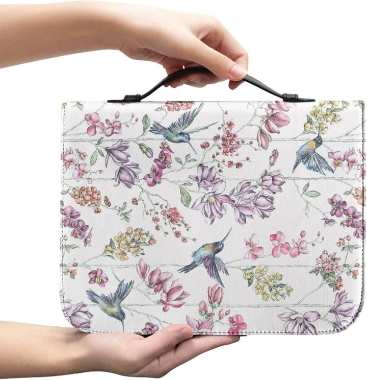 Kuiaobaty Kolibri-Bibelhülle mit Lesezeichen, weisse Buchhülle mit Griff, Kunstleder, gross 2XL-[12.